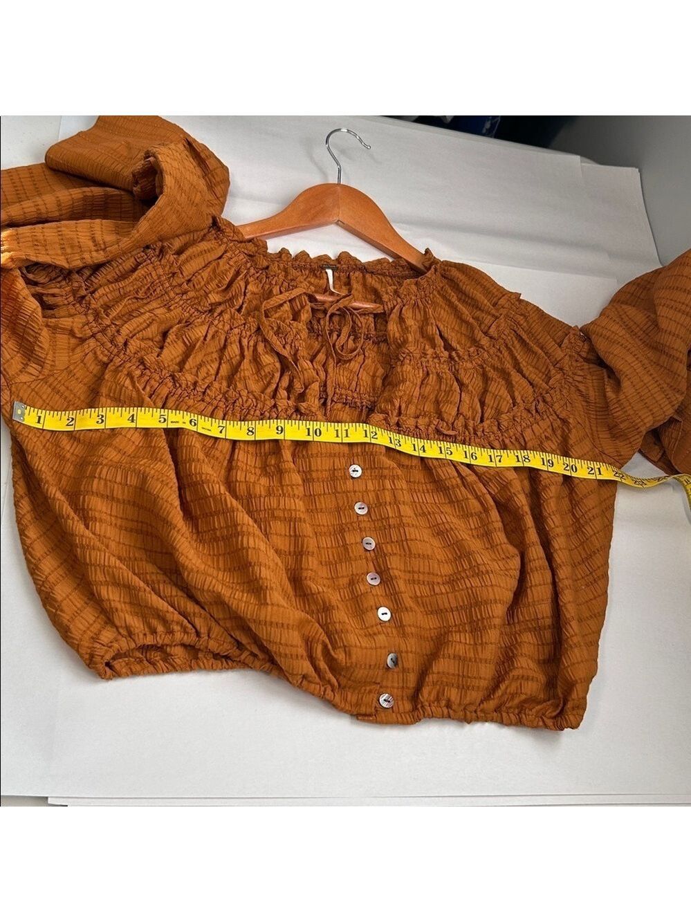 Free People Hailey Cropped Boho Ruffle Festival Blouse Top Large - Picture 9 of 14
